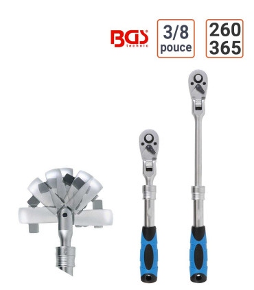 Cliquet extensible tête inclinable 3/8" 260 - 365 mm