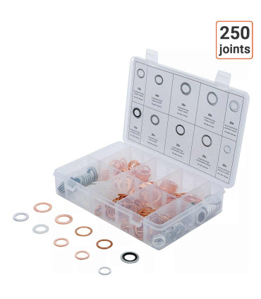 Coffret 250 joints pour vidange cuivre alu combiné nylon