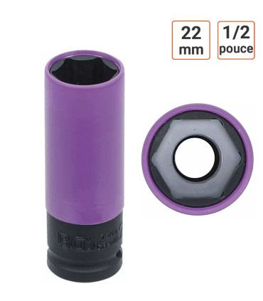 Douille à chocs 1/2 pouce ultra mince en 22 mm avec protection