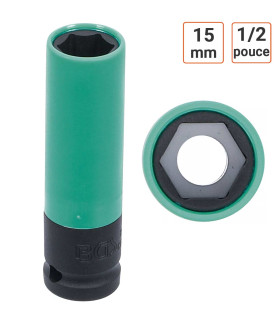 Douille à chocs 1/2 pouce ultra mince en 15 mm avec protection