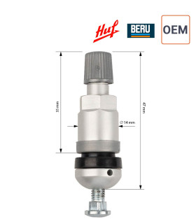 Valve TPMS ALU  Beru / Huf dimensions