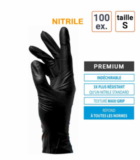 Gants jetables nitriles PREMIUM spécial automobile - taille S - boite de 100 gants