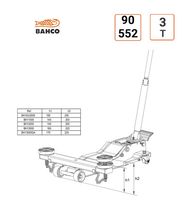 tableau Cric extra plat 3 T BAHCO