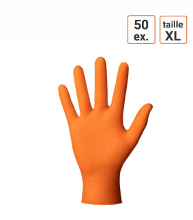 Gants Nitrile ORANGE taille XL Extra Grip boite de 50 gants