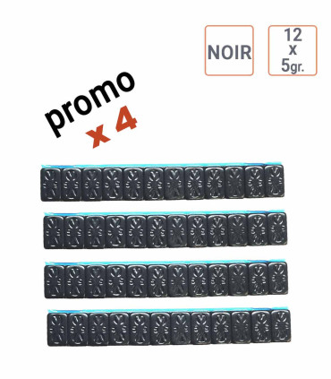 Lot de 4 Masses autocollantes 12x5gr NOIRES par 100 ex.