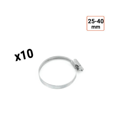 Colliers de serrage en acier W1 galvanisé 9mm taille 25-40 mm par 10 ex.