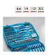 Coffret 222 outils avec cliquets 1/2 1/4 et 3/8