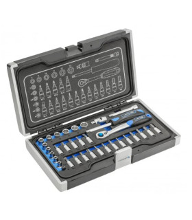 Coffret douilles et cliquet 1/4 de 34 pièces Qualité PRO