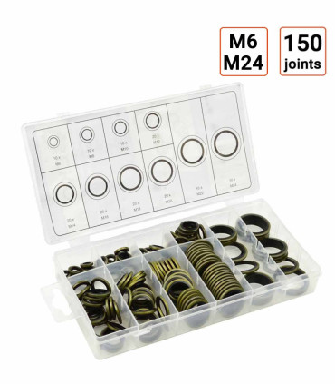 Coffret 150 bagues BS autocentrées en métal et caoutchouc M6 à M24