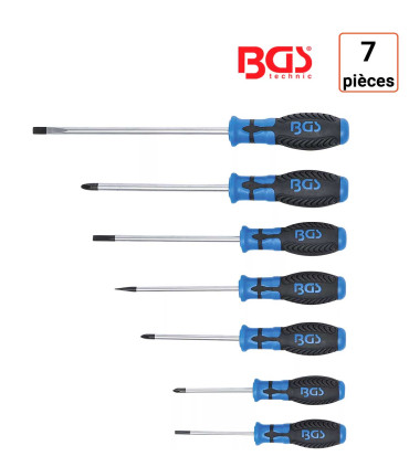 Lot de 7 tournevis 4 plats et 3 cruciformes