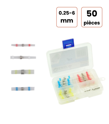 Coffret  50 cosses bout à bout thermorétractables de 0.25 à 6 mm
