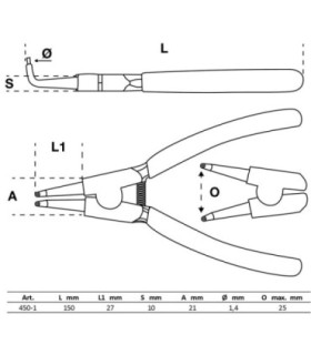  Pince pour circlips coudée pour circlips extérieurs 150 mm - 2