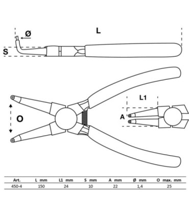  Pince pour circlips coudée pour circlips intérieurs 150 mm - 2
