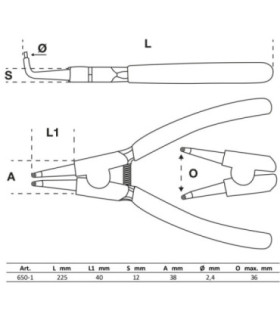  Pince pour circlips coudée pour circlips extérieurs 225 mm - 2
