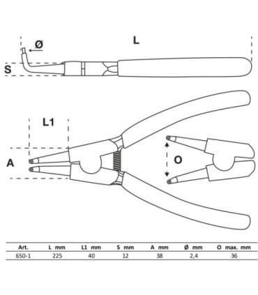  Pince pour circlips coudée pour circlips extérieurs 225 mm - 2