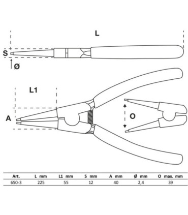  Pince pour circlips droite pour circlips extérieurs 225 mm - 2