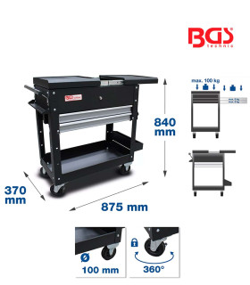 Servante d'atelier 2 tiroirs avec tablette