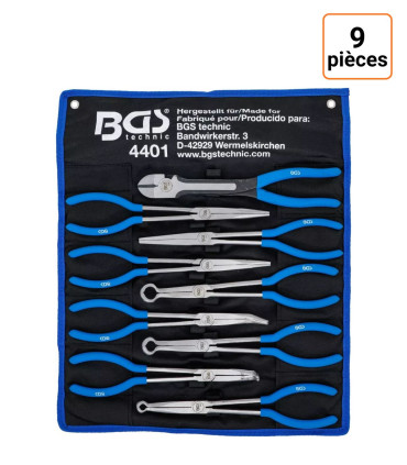 Lot de 9 pinces à long bec et plates extra long