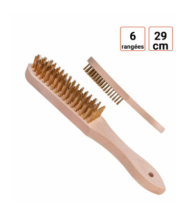 Brosse métallique poils en laiton 6 rangées