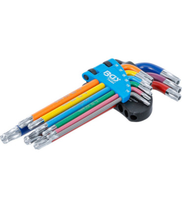 9 clés torx multicolore avec perçage et tête sphérique T10 à T50 - 1