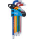  9 clés torx multicolore avec perçage et tête sphérique T10 à T50 - 2