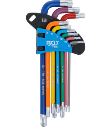  9 clés torx multicolore avec perçage et tête sphérique T10 à T50 - 2