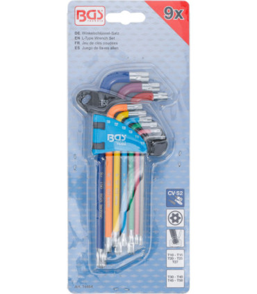  9 clés torx multicolore avec perçage et tête sphérique T10 à T50 - 4
