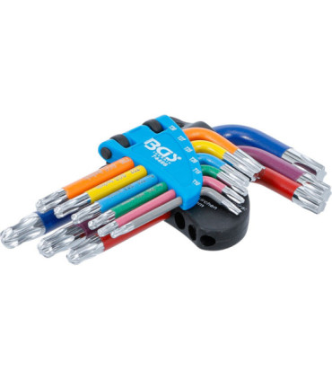 9 clés torx multicolore courtes avec tête sphérique T10 à T50 - 1