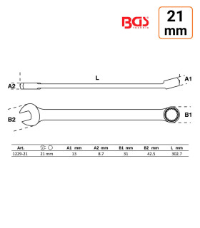 Clé mixte 21 mm extra longue