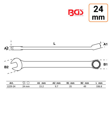 Clé mixte 24 mm extra longue haute qualité