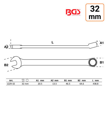 Clé mixte 32 mm extra longue