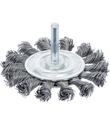 Brosse plate arbre d'entraînement 6 mm tressée diam 75 mm - 1