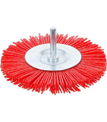 Brosse plate nylon 100 mm tige 6 mm - 1