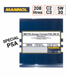 dos Huile moteur Mannol Energy Formula PSA 5W30 208L