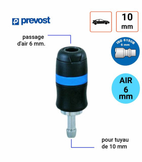 Raccord Rapide Prevost 6mm tuyau de 10 mm intérieur