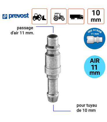 Embout Prevost profil IRP11 pour tuyau flexible 10 mm intérieur