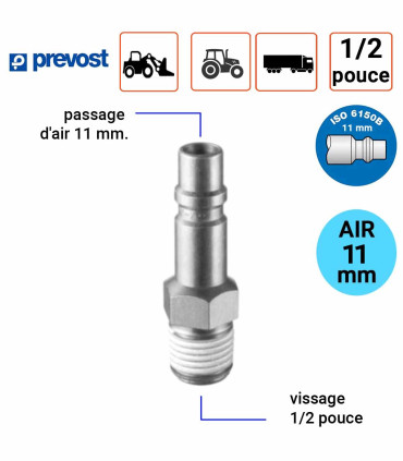 Embout Prevost profil IRP 11mm en 1/2 pouce