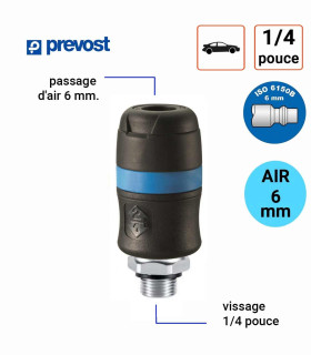 Raccord Rapide Prevost 6mm Mâle 1/4 pouce