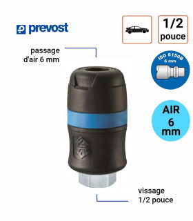 Raccord Rapide Prevost 6mm Femelle 1/2 pouce