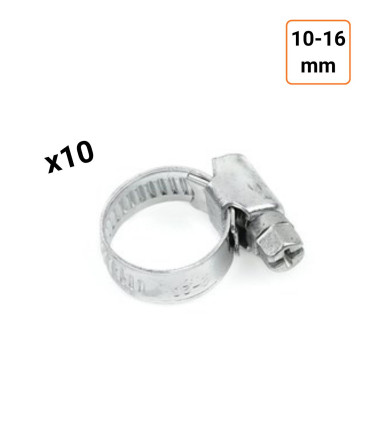 Colliers de serrage en acier W1 galvanisé 9mm taille 10-16 mm par 10 ex.