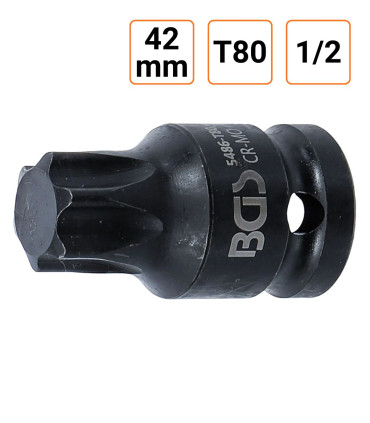Douille à choc Torx T80 1/2" pouce longueur 42 mm