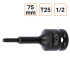 Douille à choc Torx T25 1/2" pouce longueur 75 mm