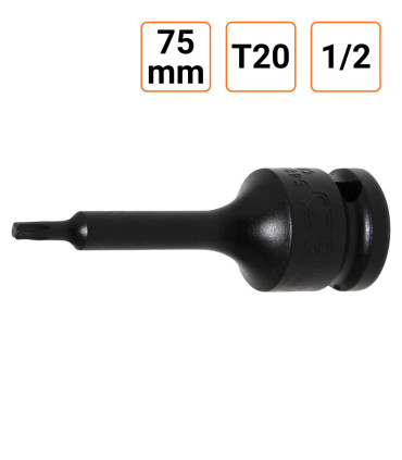 Douille à choc Torx T20 1/2" pouce longueur 75 mm