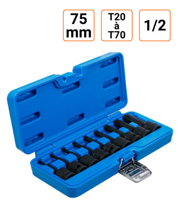 Jeu de 9 douilles à choc en 1/2 Torx