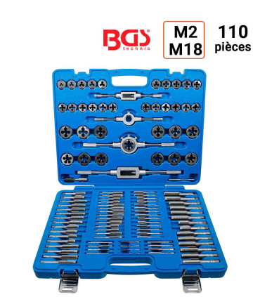 Coffret de tarauds et filières 110 pièces de M2 à M18