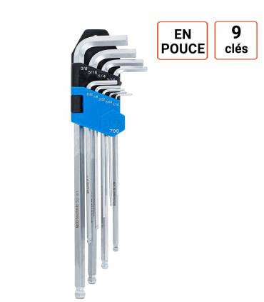 clés 6 pans en POUCES 1/16" - 3/8"