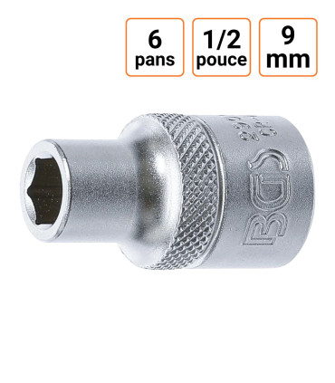 Douille CRV six pans 1/2 pouce en 9mm