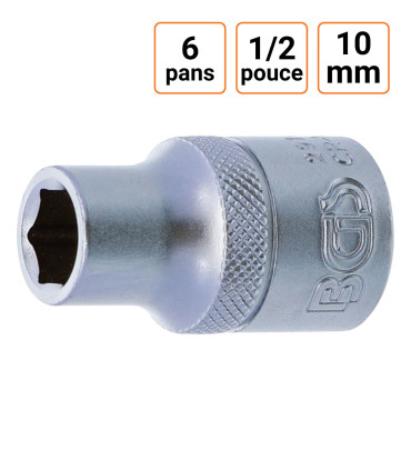 Douille CRV six pans 1/2 pouce en 10mm