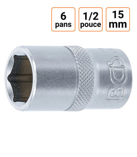 Douille CRV six pans 1/2 pouce en 15mm