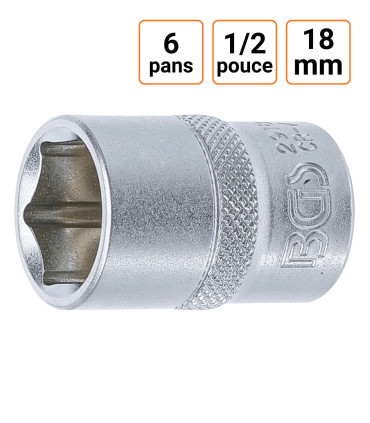 Douille CRV six pans 1/2 pouce en 18mm
